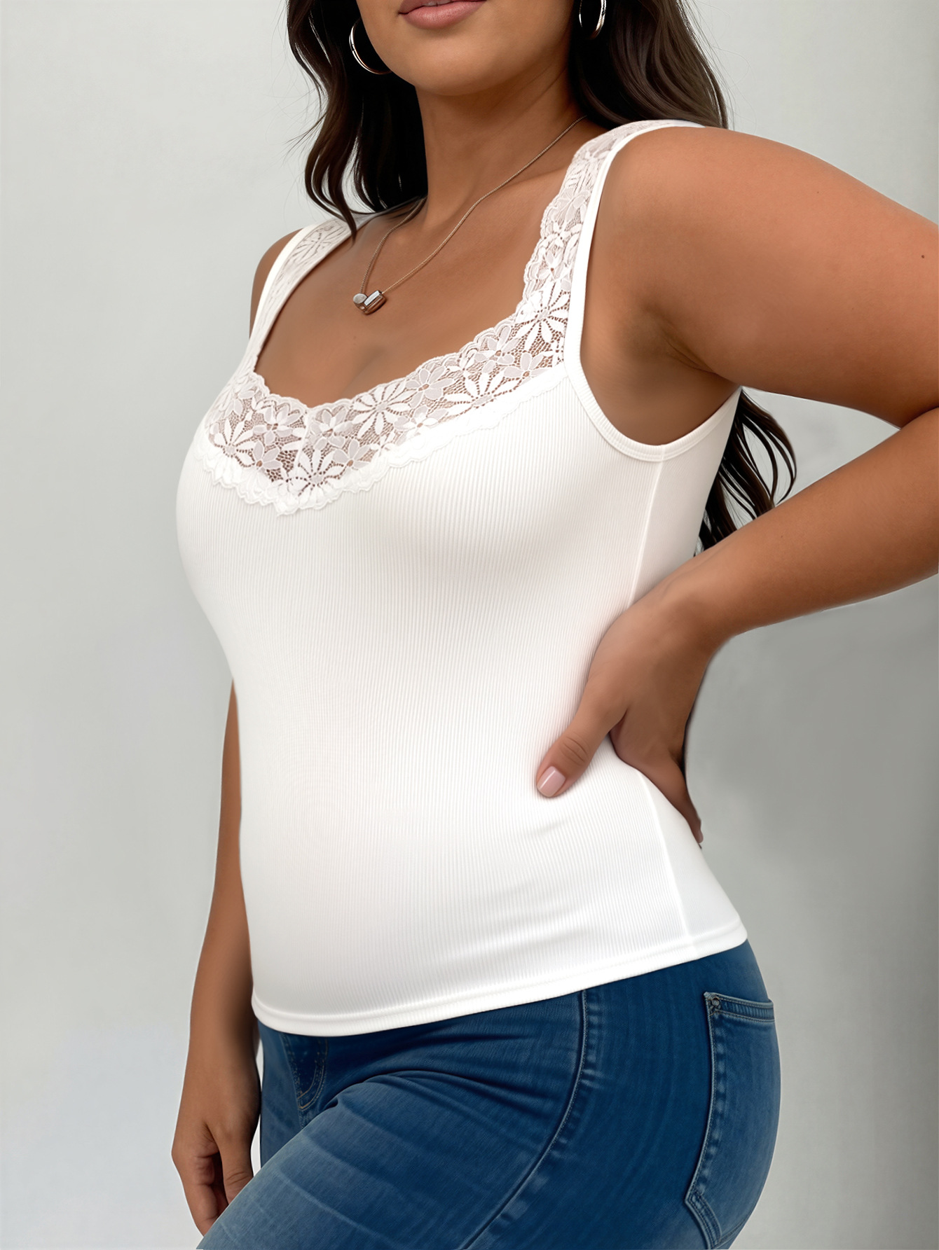Y2K Women's plus Size V Neck T - Tank Top Ribbed recension och pris